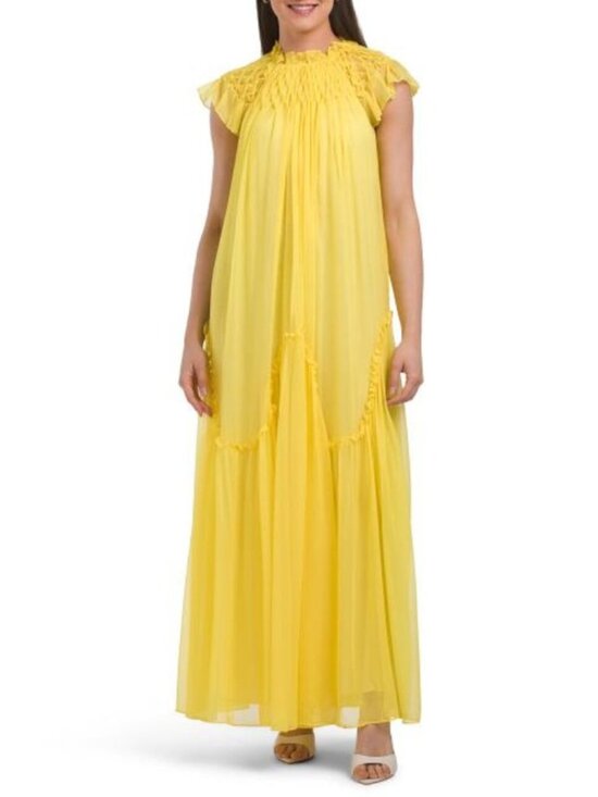 Rebecca Taylor Dresses & Skirts - REBECCA TAYLOR Silk Blend Smocked Chiffon Dress